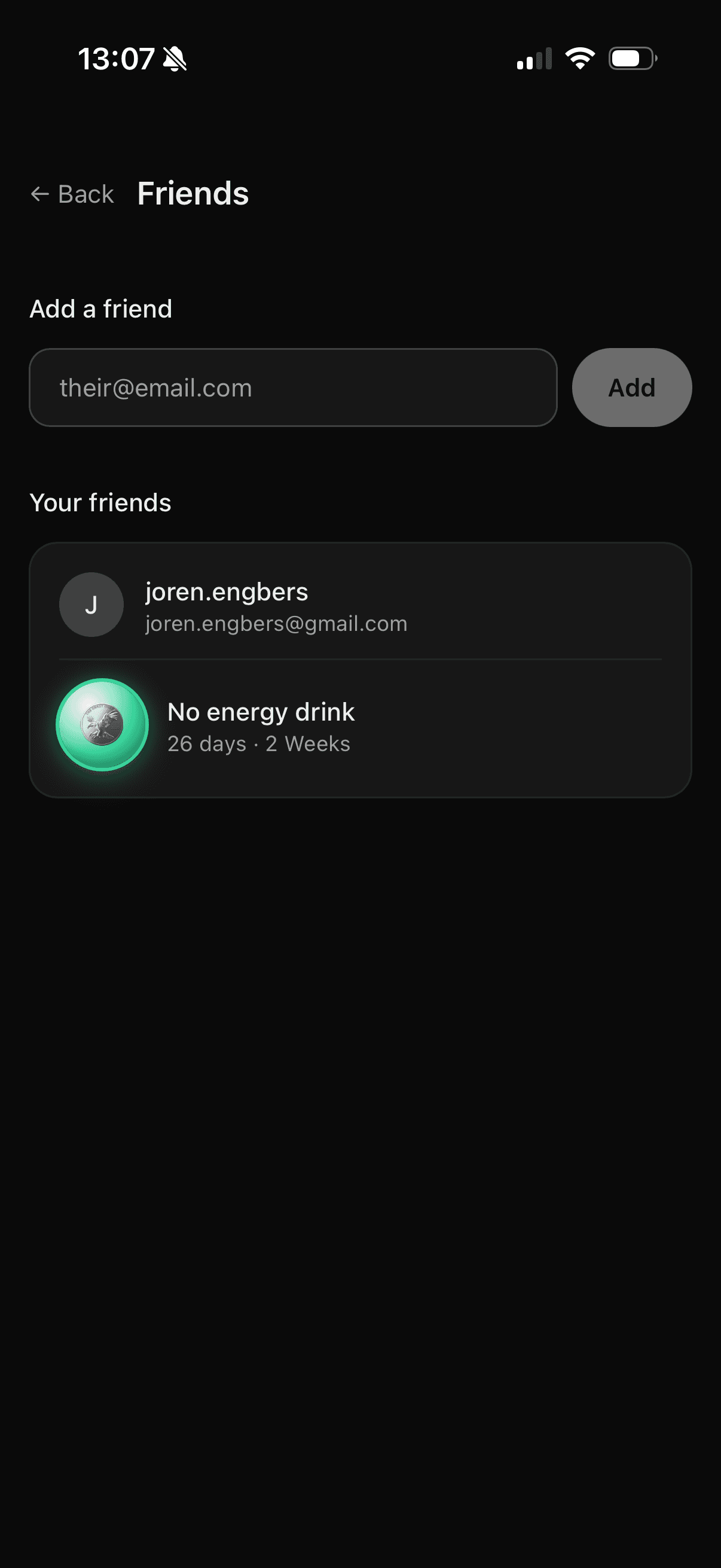 Friends and accountability screen