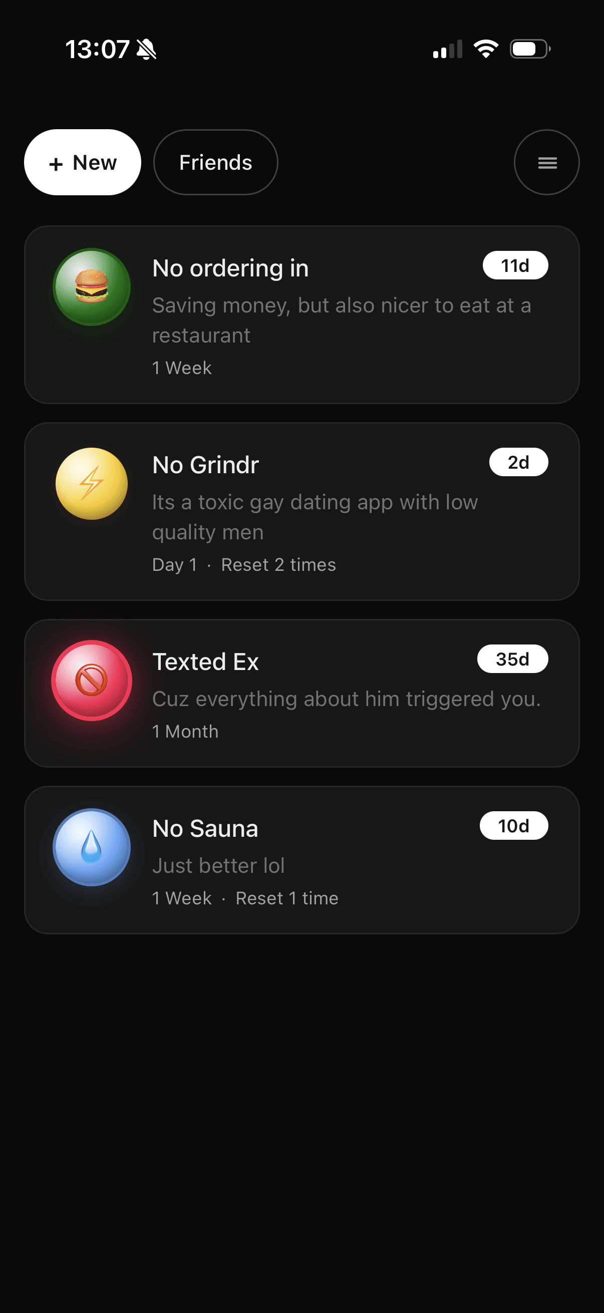 Boundaries home screen with active boundaries